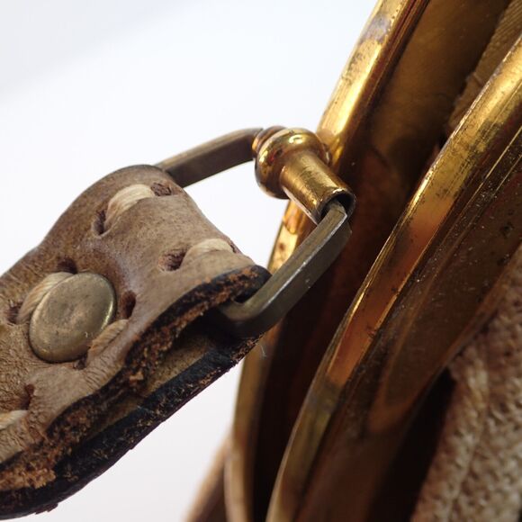 Vintage 60s 70s MAHLER Handmade Leather & Woven Kiss Lock Frame Handbag RARE - Picture 13 of 16